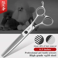 pet thinning double sided tooth scissors 6 5 inch imported vg10 sharp non hair running pet shears