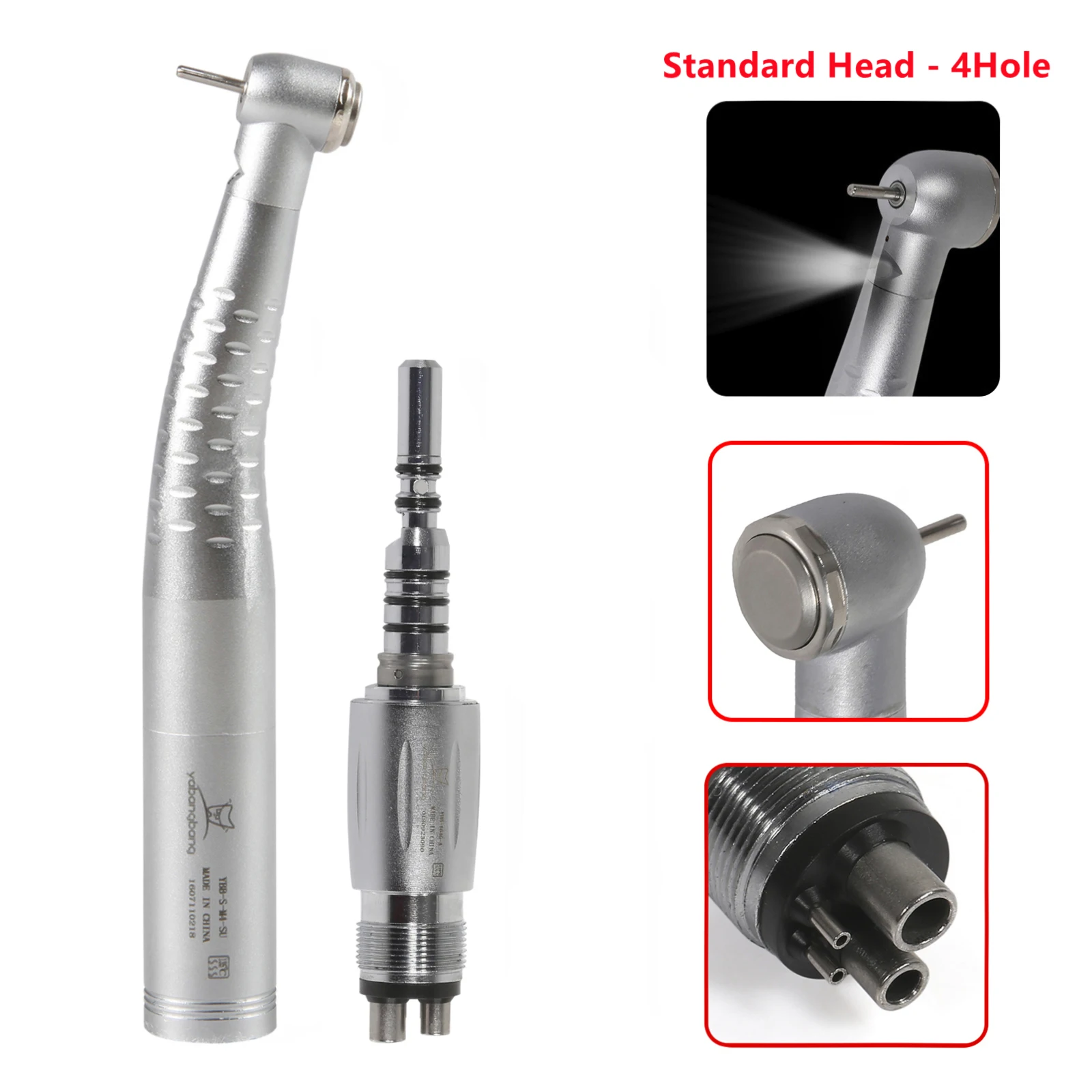 

Kavo Style Dental Fiber Optic LED Standard Head Push Button Handpiece Single Spray /4Hole Quick Coupler