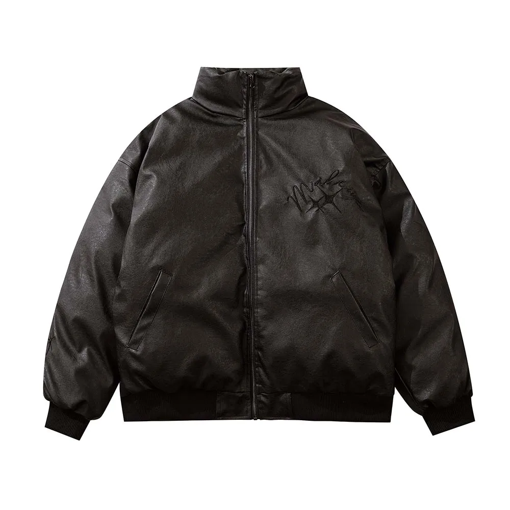 PU leather puffer jacket bubble coat men clothing HIP HOP winter jacket men Autumn And Winter Warm Men's Quilted Puffer Jacket