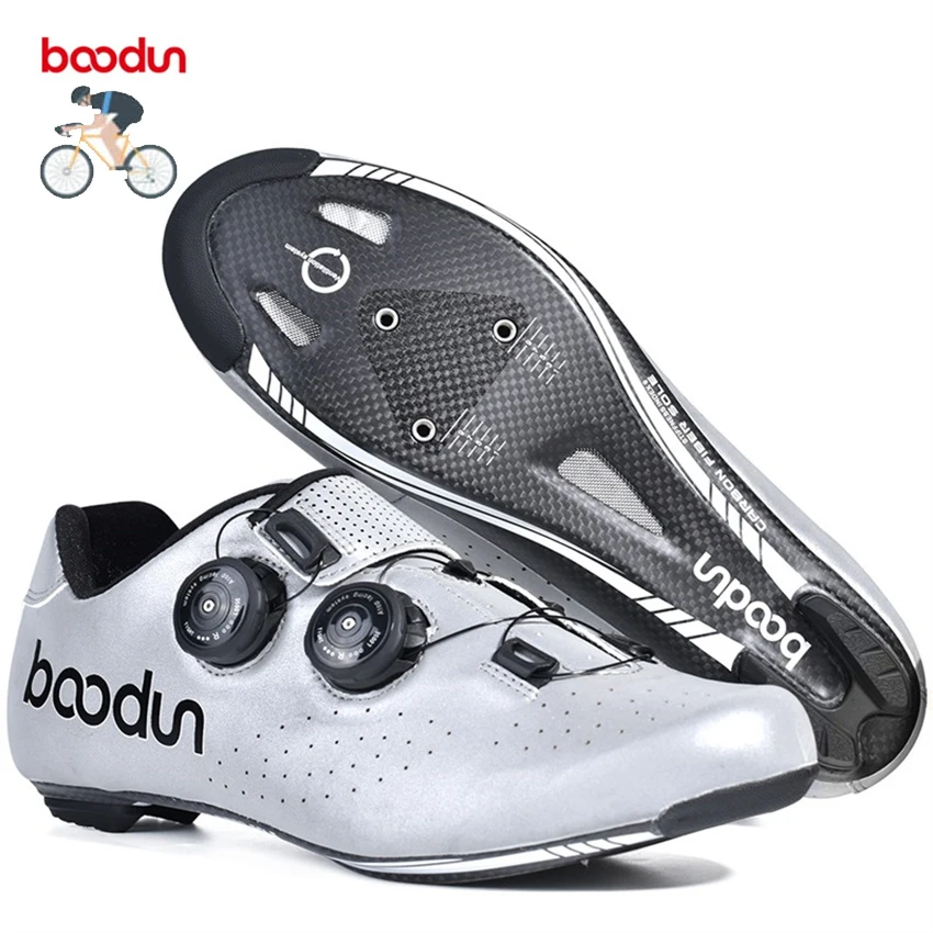 

Flat Shoes Cycling Men Road Carbon Silver White Bicycle Lock Sneakers Women Double Buckle For Bike Shoe Luminous Speedcross Boot