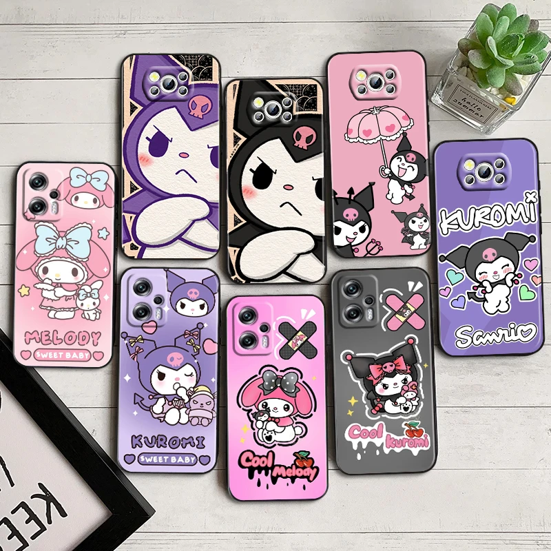 

Kuromi Anime Cute For Xiaomi Poco F5 X5 C55 C50 M5 M4 X4 X3 F3 GT NFC M3 C3 M2 F2 F1 X2 Pro Silicone Black Phone Case Coque Capa