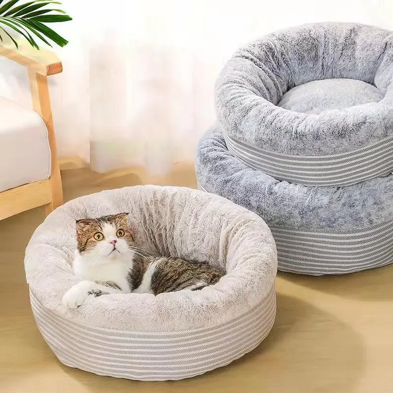 

Теплый домик для кошек, круглая кровать для кошек, коврик для сна, подушка для питомца, гнездо для щенков, оболочка для маленьких собак, кошек...