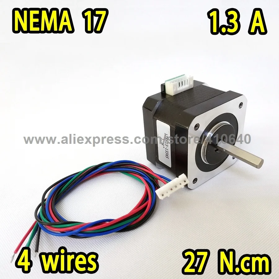

Nema17 Plug Type Stepper Motor 17HS13-1334S L 33 mm with 1.8 degree 1.3 A 22 N.cm 4 Wires BETTER QUALITY Promotion Sales