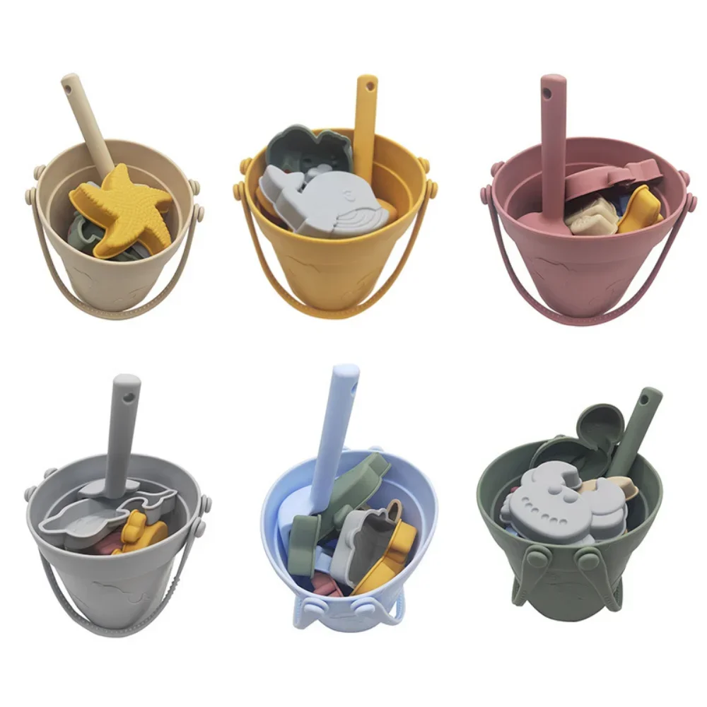 

8Pcs Summer Silicone Beach Toys for Kids Soft Sandbox Set Portable Beach Game Toy for Send Children Play Sand Water Playing Tool