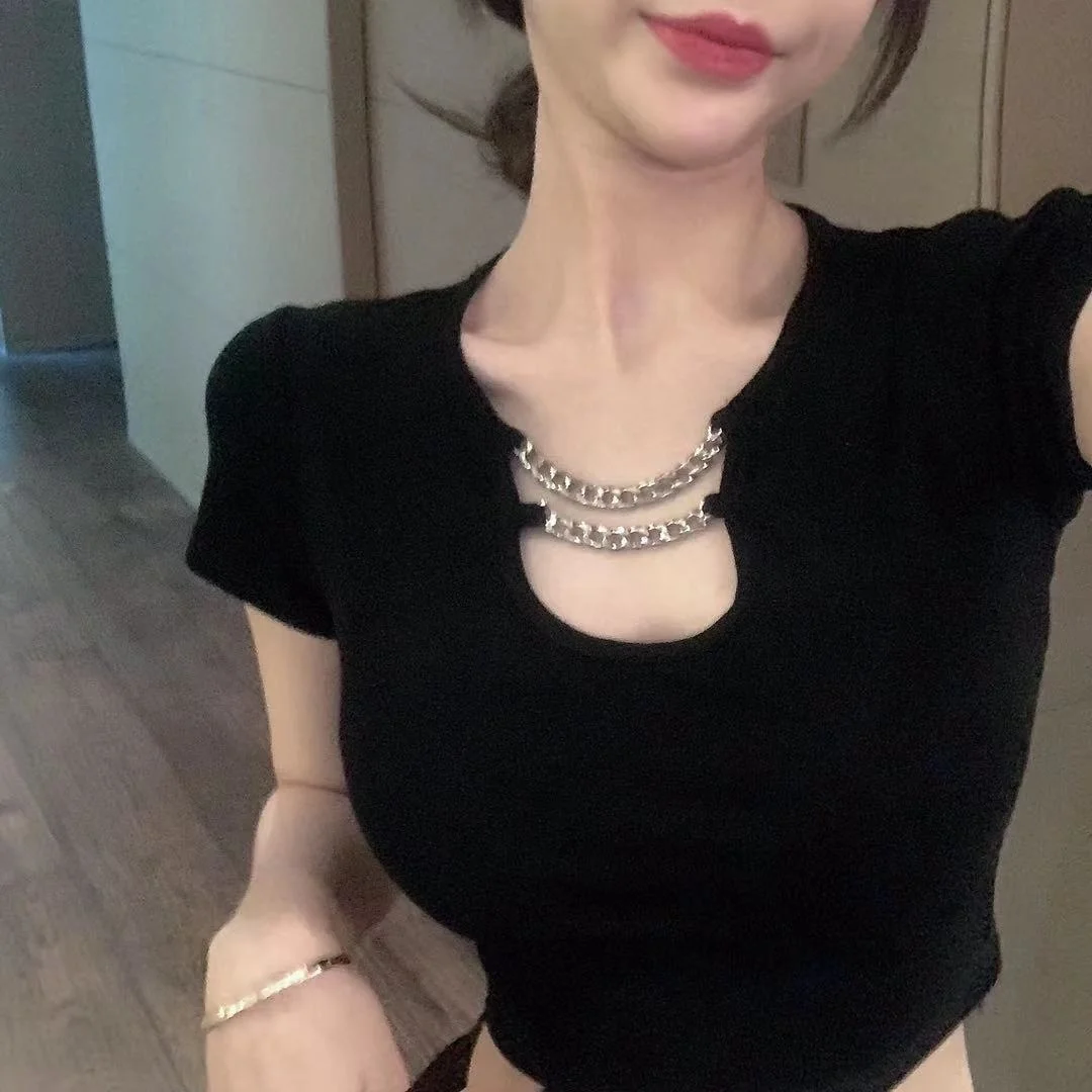 

Футболка женская однотонная с завышенной талией, пикантный Топ в стиле Харадзюку, базовая короткая рубашка, уличная одежда, белый цвет, на л...