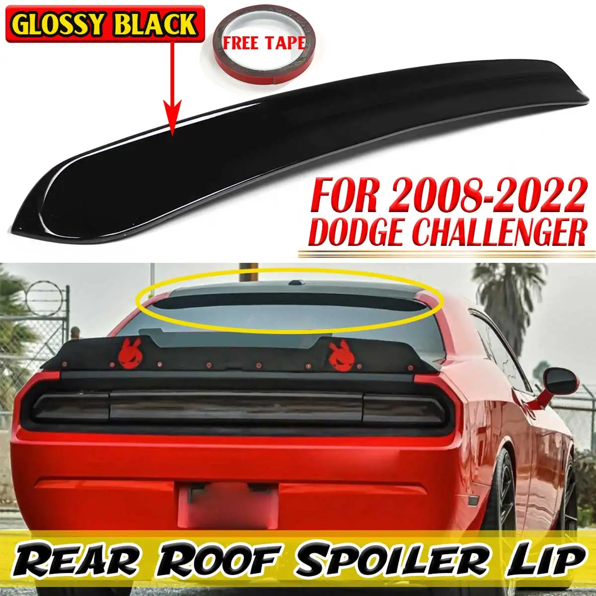 High Quality Car Rear Roof Spoiler Lip Wing For DODGE Challenger 2008-2022 Car Rear Trunk Roof Lip Spoiler Boot Wing Lip