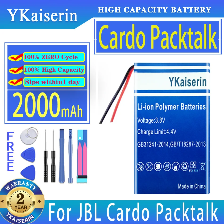 

YKaiserin 2000mAh Replacement Battery For JBL Cardo Packtalk Digital Batteries