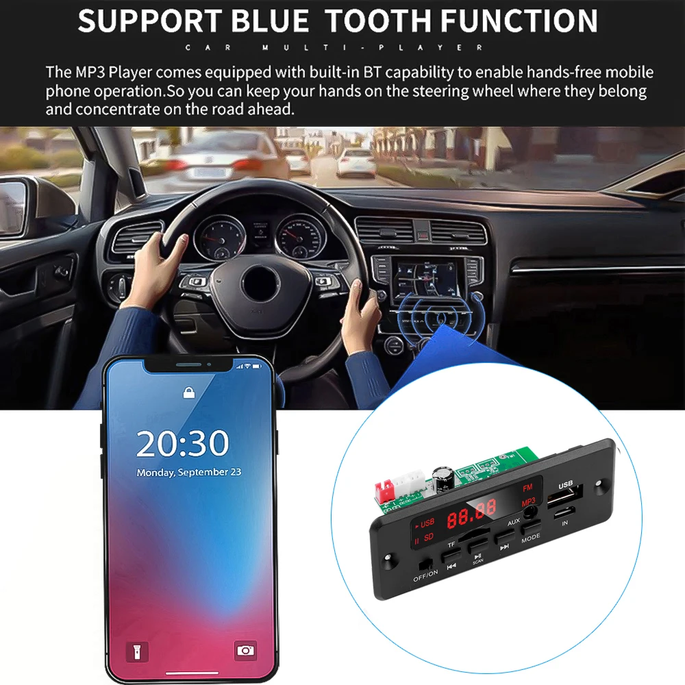 25 Вт 20 усилитель 12 в MP3 декодер плата Bluetooth 5 0 Автомобильный плеер 50 40 USB модуль