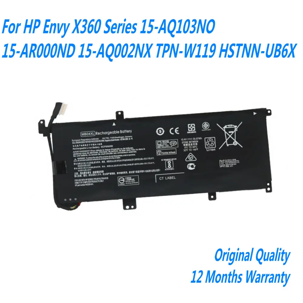 Новый аккумулятор для ноутбука 15 4 В 55 67 Втч MB04XL серии HP Envy X360 15-AQ103NO 15-AR000ND 15-AQ002NX