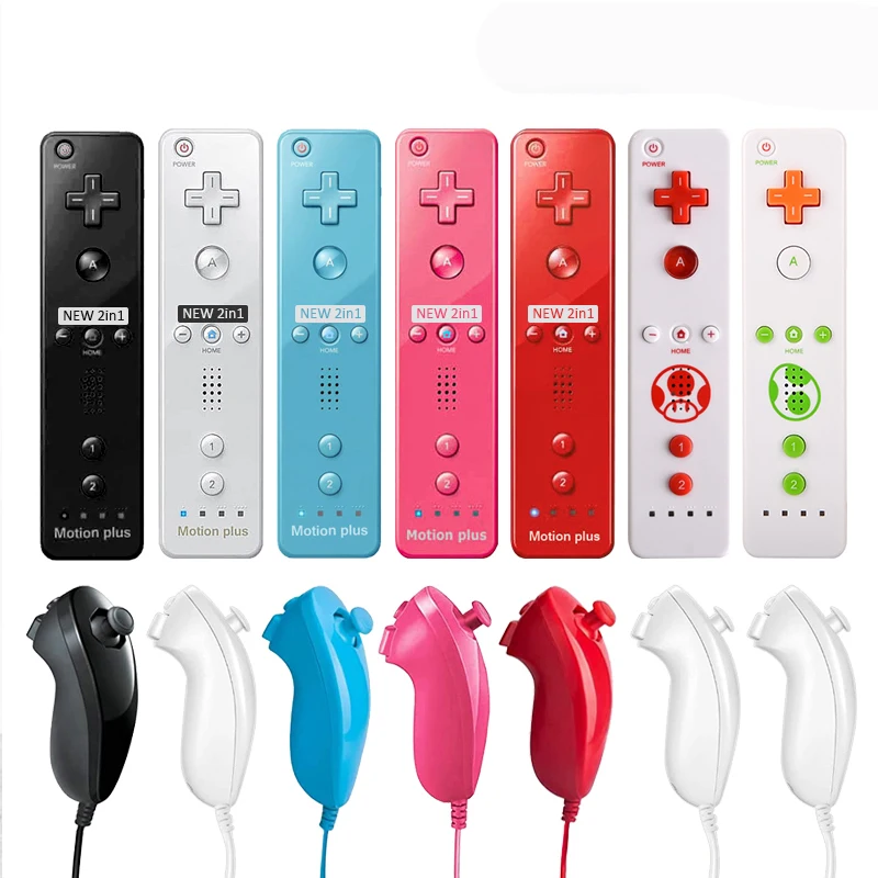 2PCS Remote Controller with Motion Plus For Nintendo Wii Nunchuck Wireless Gamepad For Nintend Wii Console Joystick Joypad images - 6