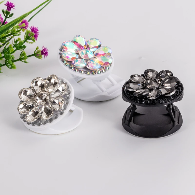 popular colorful diamond mobile phone finger ring bracket for iphone 8 xs samsung android desk stand grip folding plastic holder free global shipping