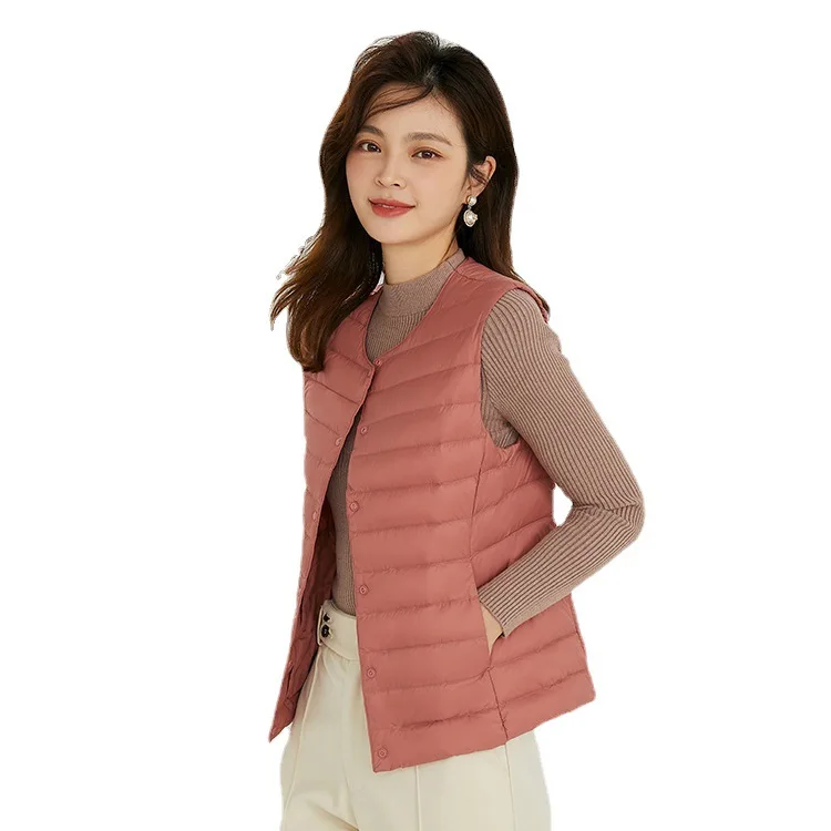 The new 2022 female warm winter light down jacket vest cultivate one's morality in vest bladder tank top white duck down