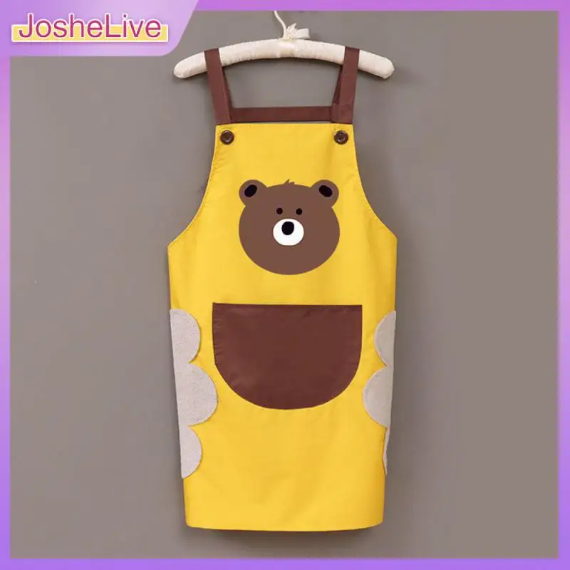 

Cute Bear Apron Thickened Hand Towel One Size Fits All Kitchen Cooking Clothes Strap Design Waterproof Stain Apron Durable Apron