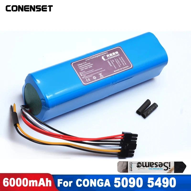 

6000mAh INR18650 MH1-4S2P-300S Battery For CECOTEC CONGA 5090 5490 Robot Vacuum Cleaner Accessories Spare Parts Tool