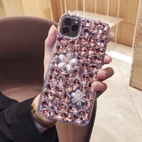 luxury fashion rhinestone flower phone case for iphone 13 12 mini 11 pro x xs max xr 7 8 6 6s plus se full bling diamond cover