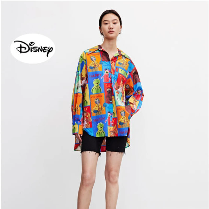 

Spring/Summer Ladies Disney Long Sleeve Retro Commuter Personality Printed Shirt Ladies Jacket Fashion Street Trend Shirt Top