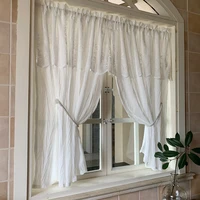 lace window curtains north european terrace living room american style white yarn pleated curtain with curtain head bedroom