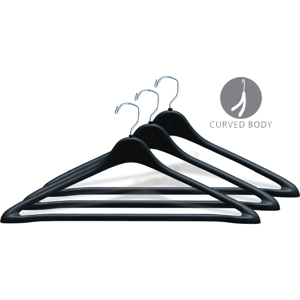

Curved Plastic Clothing Hangers, 100 Pack, Black