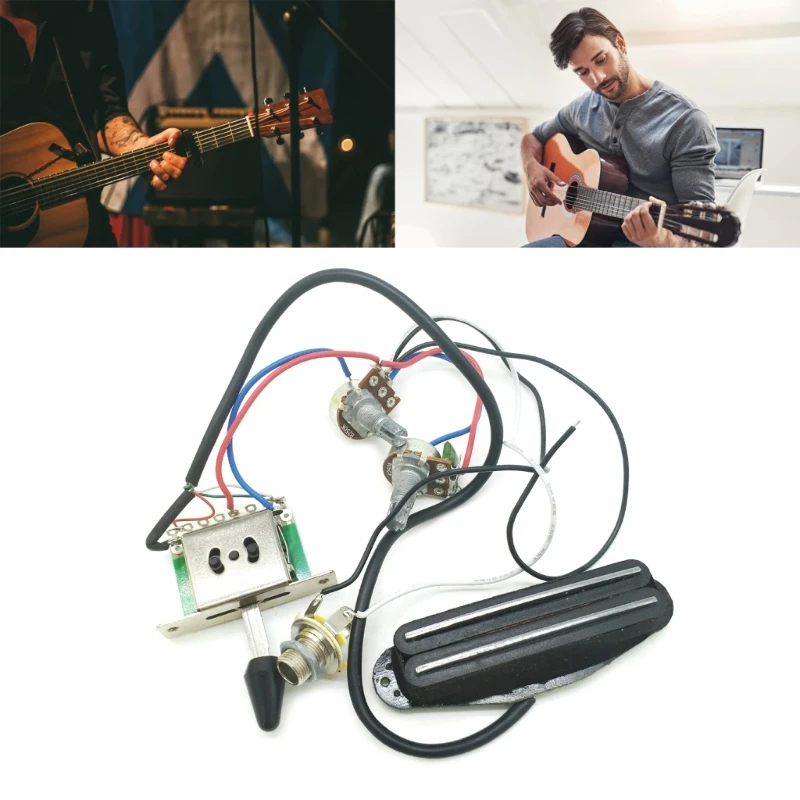 

Prewired Guitar Sound Hole Double Rail Single Coil Pickup Wiring Harness Set for Electric Cigar Box Guitar Part Drop Shipping