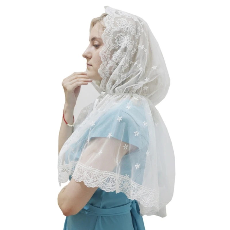 

Woman Floral Pattern Lightweight Scarfs Large White Shawl Sunproof for Summer