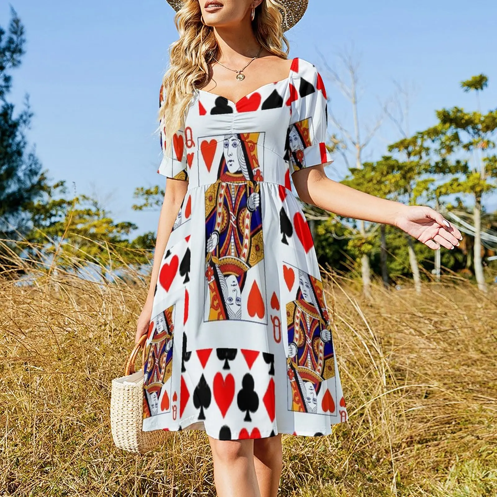 RED QUEENS OF HEARTS PATTERNS Платье с короткими рукавами Танцевальные платья для женщин