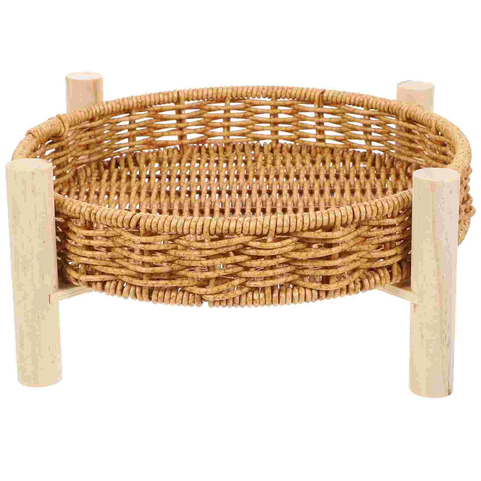 

Tray Basket Serving Fruit Bread Wicker Rattan Snack Candy Round Table Baskets Plate Butler Breakfast Pantry Storage Dessert Nut