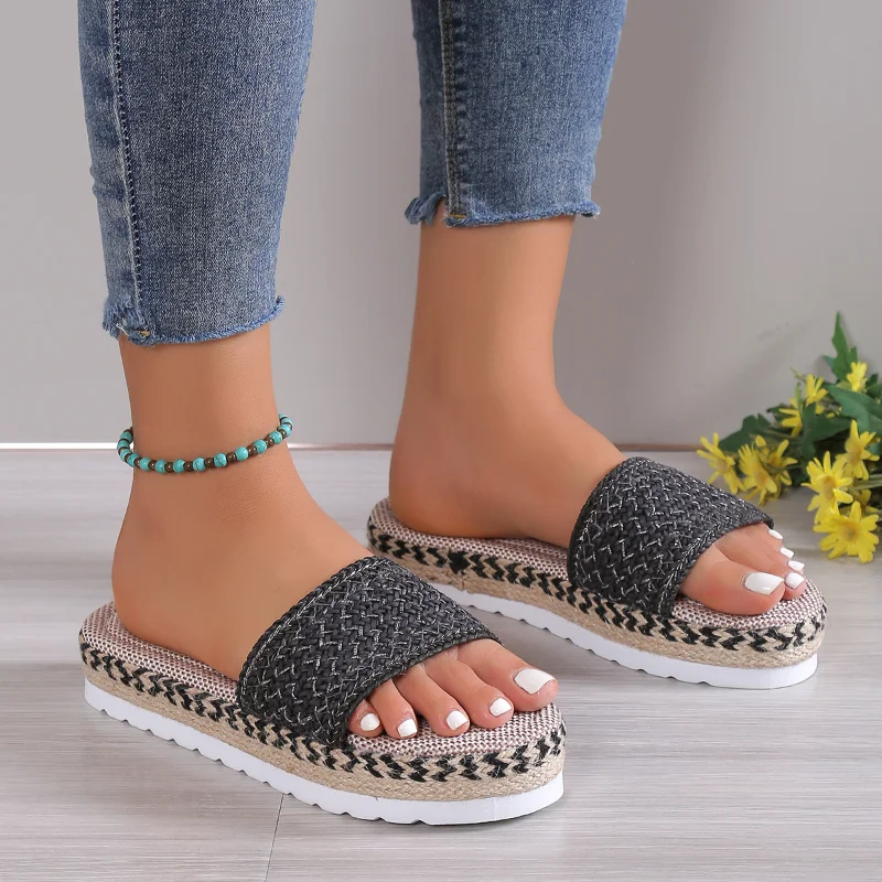 Women's Slippers Platform Summer Shoes for Woman New Ladies Beach Casual Daily Sandals Bohemian Ladies Low-heeled Flat Slipper