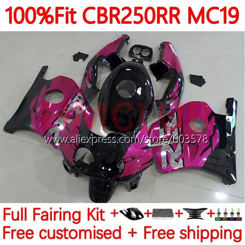 

OEM Body For HONDA CBR 250RR 250CC CBR250RR CBR 250 RR CC Rose black MC19 1988 1989 CBR250 RR 88 89 Injection Fairing 127No.14