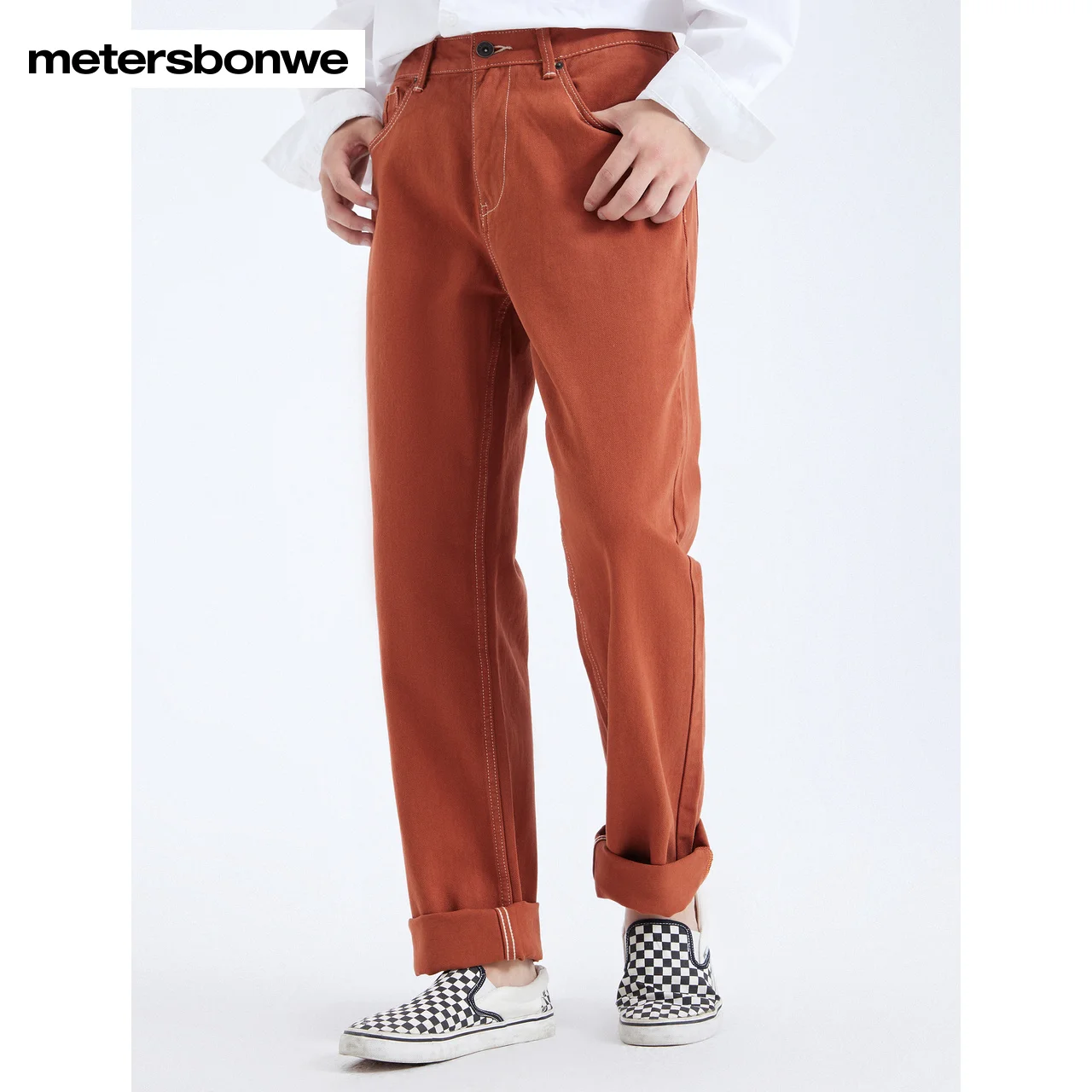 Metersbonwe Autumn Mom Jeans For Men Light Bule Pure Cotton Loose Denim Trousers Casual High Quality Traditional Straight Jeans
