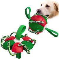 pet dog toy football outdoor training interactive foldable ball dog chewing ball dog biting molar rope ball for puppy
