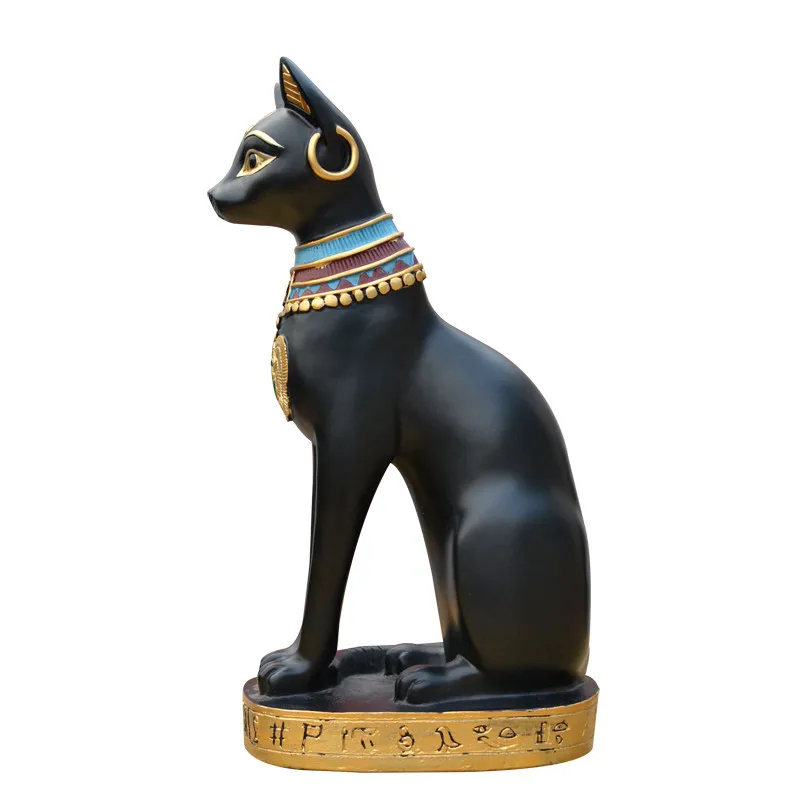 Egyptian Cat Statue Figurines Vintage Bastet Incarnation Goddess God Art Sculpture Decoration Resin Craft Home Decor Accessories images - 6
