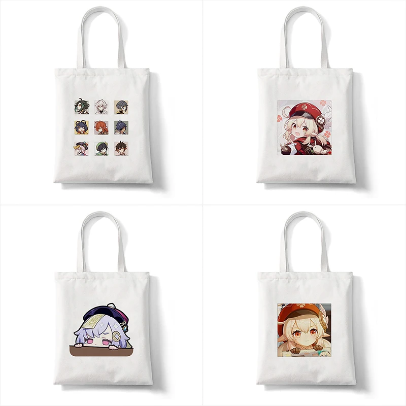 

Canvas Bag Shopper Bag Genshin Game Kawaii Anime Shopping Bags Handbags Shoulder Bag Casual Handbag Women High Capacity Eco Bag