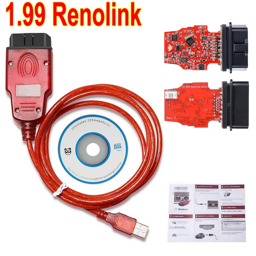 

Лучший USB-диагностический кабель Renolink V1.99 V2.1 для Renault OBD2 ECU Programmer Reno Link 1,99 для кодирования ключей Renault/подушки безопасности