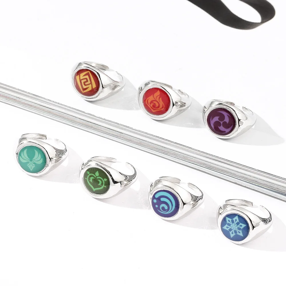 

Game Anime Genshin Impact Cosplay Props Adjustable Rings For Men Simple Open Rings Women Fashion Jewelry Accessories