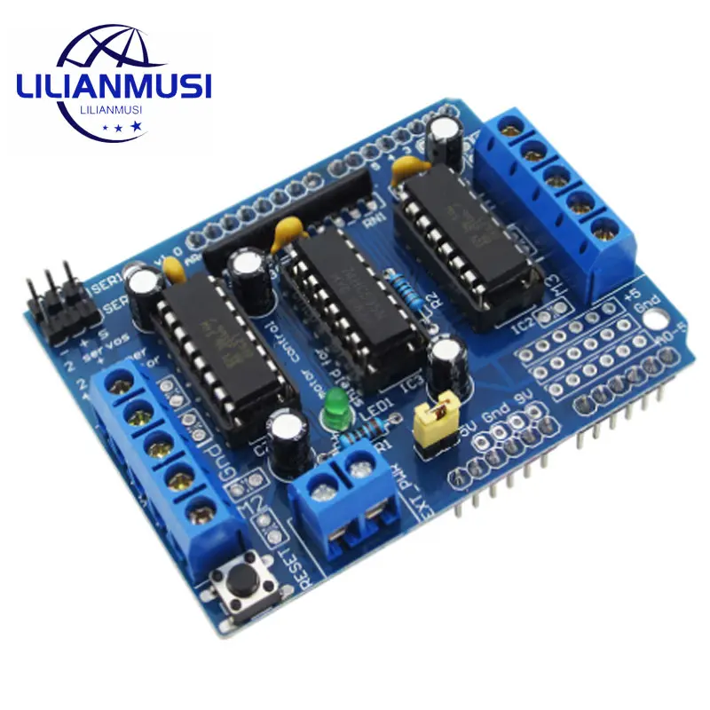 L293D двойной щит привода двигателя для arduino Duemilanove, плата расширения привода двигателя, щит управления мотором
