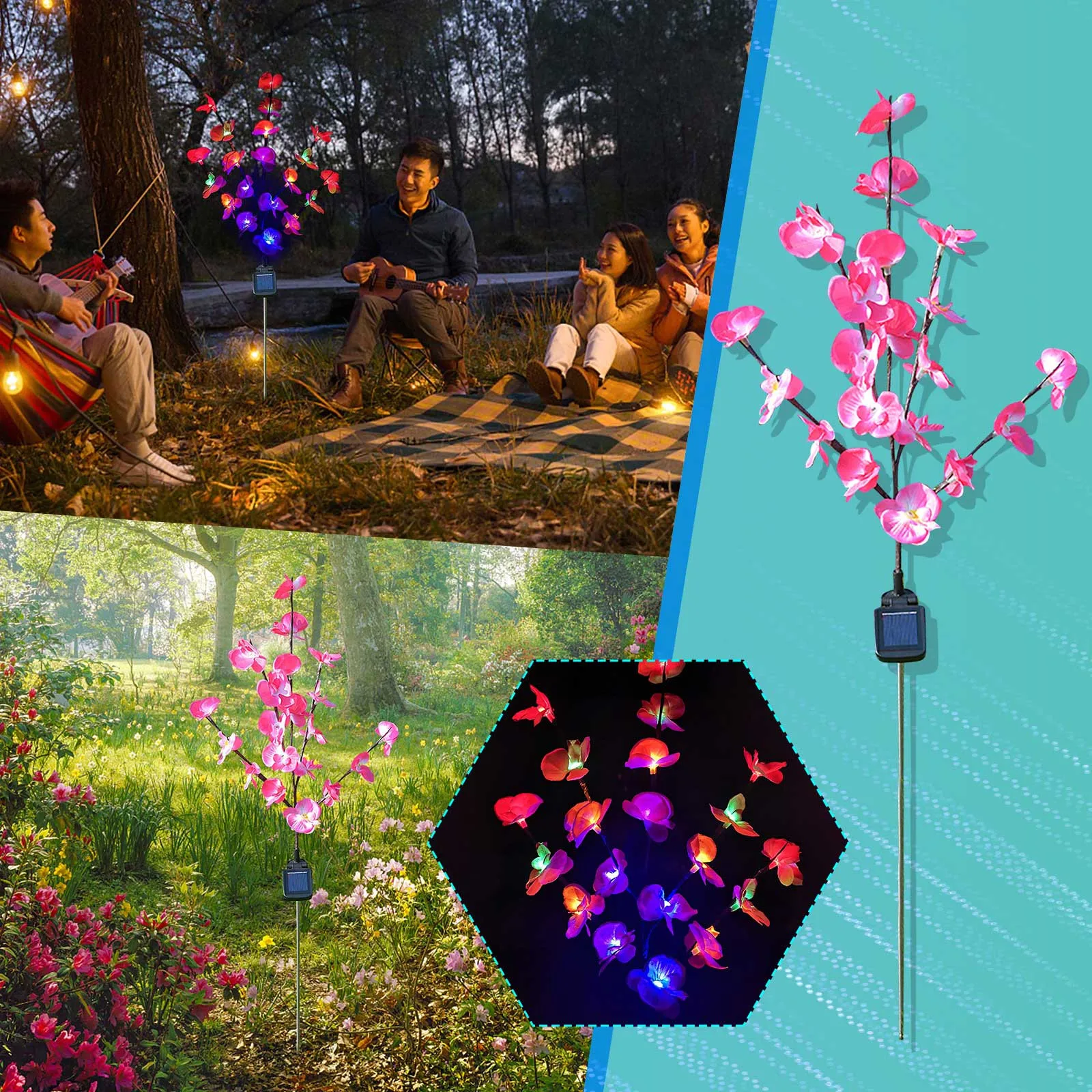 

Birthday Banner Girl Solar Landscape Lawn Outdoor Branch Garden LED Flower Phalaenopsis Light Lamp Home Decor