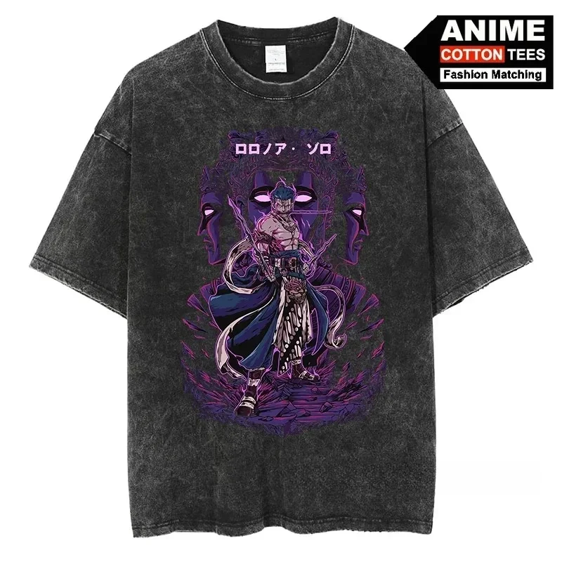 Винтажная хлопковая футбольная рубашка с принтом в стиле Харадзюку и Zoro Y2K