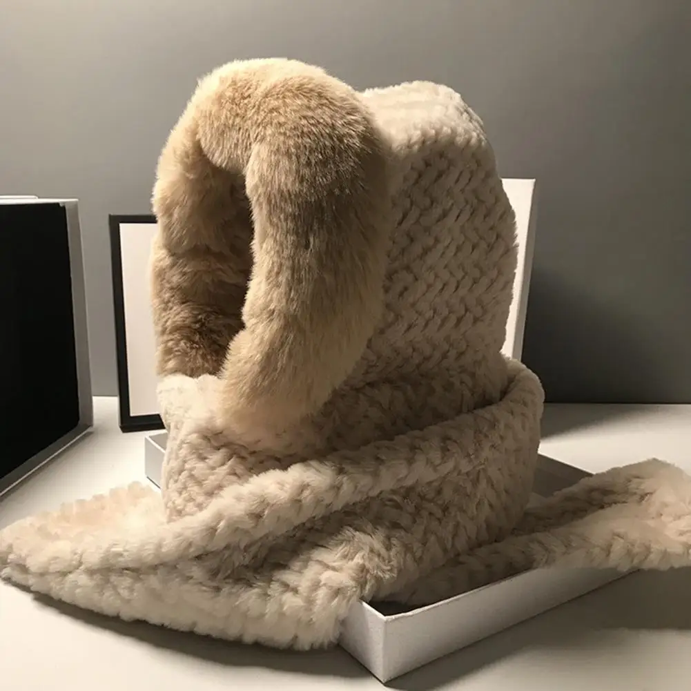 

New 2022 Simple Hat Scarf Integrated Thickening Winter Warm Fashion Outdoor Cycling Ski Ear Protection Hat Girls Gift