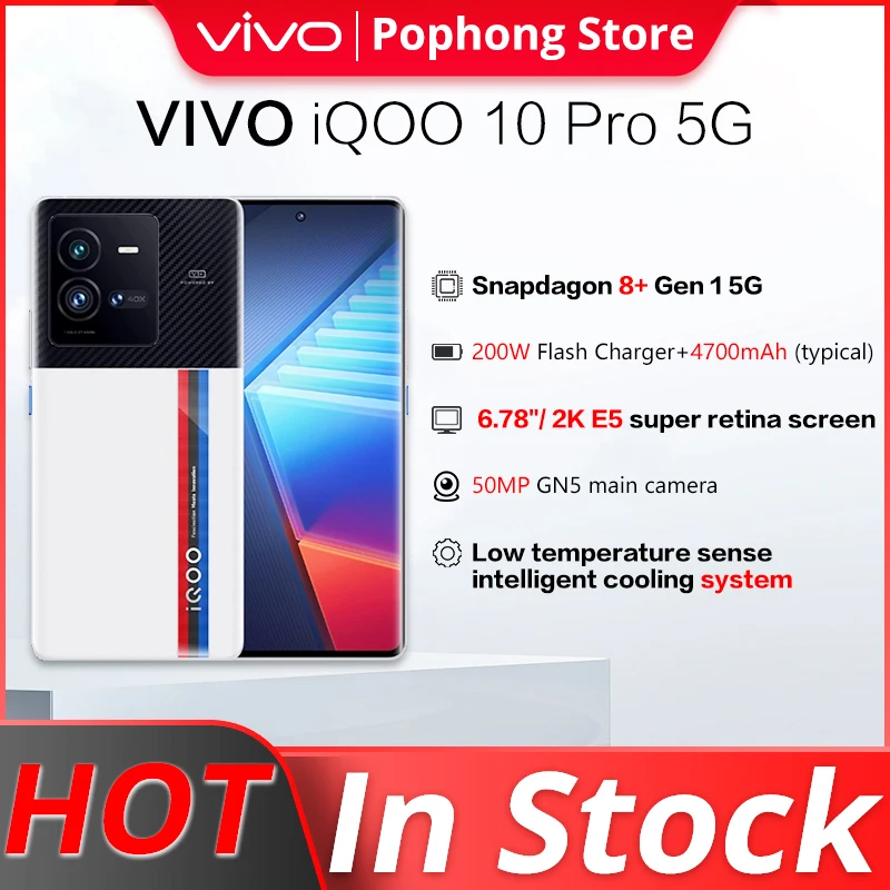 VIVO iQOO 10 Pro 5G Gaming MobilePhone 6.78 inch 2k E5 120Hz Screen Snapdragon Gen 8+ Octa Core 200W VOOC FlashCharge NFC