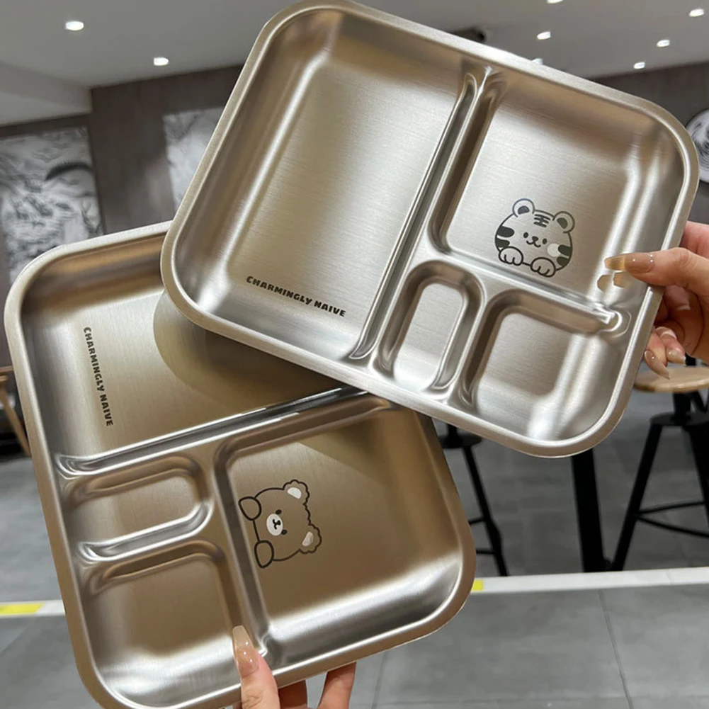 Тарелка для еды тарелки разделенный стальной поднос нержавеющая еда обеденные