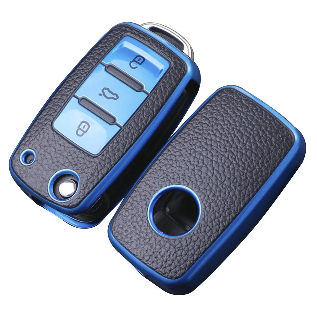 

Кожаный чехол для автомобильного ключа VW Bora Polo Tiguan Jetta Passat B5 B6 B7 Golf Beetle for Skoda Octavia
