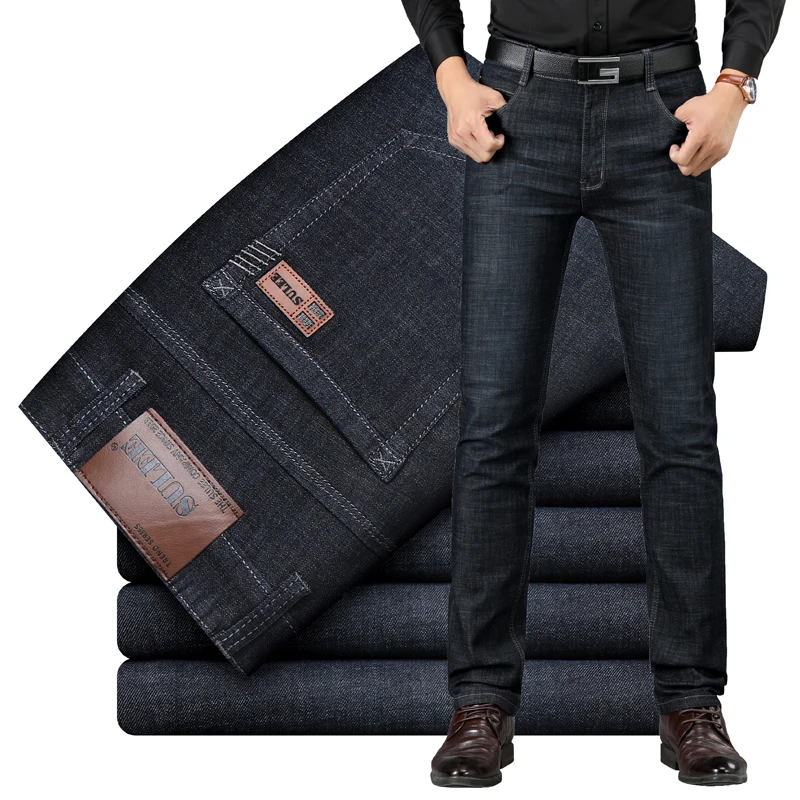 Sulee Brand  Exclusive Design Famous Casual Denim Straight Slim Middle Waist Stretch Men Jeans Vaqueros Hombre