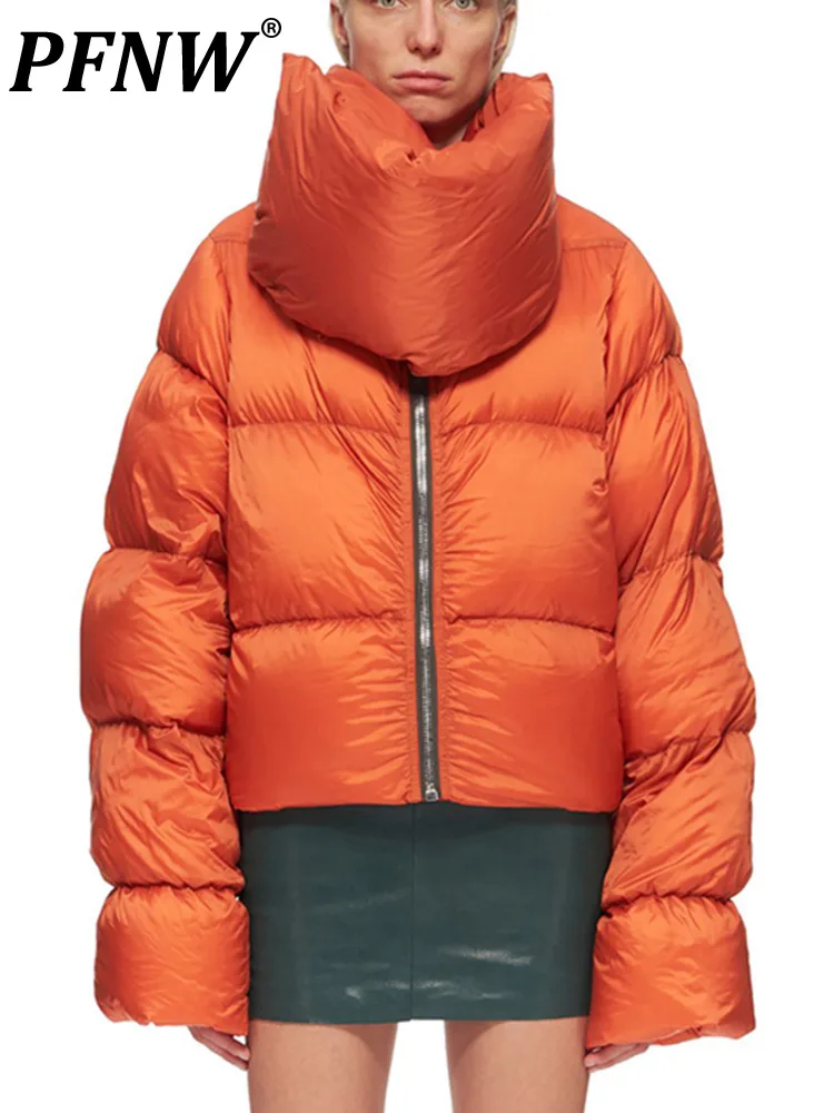 

Мужское однотонное пальто PFNW с хлопковой подкладкой, Осень-зима, новинка, однобортная свободная Съемная куртка с воротником-шарфом, 12A5984