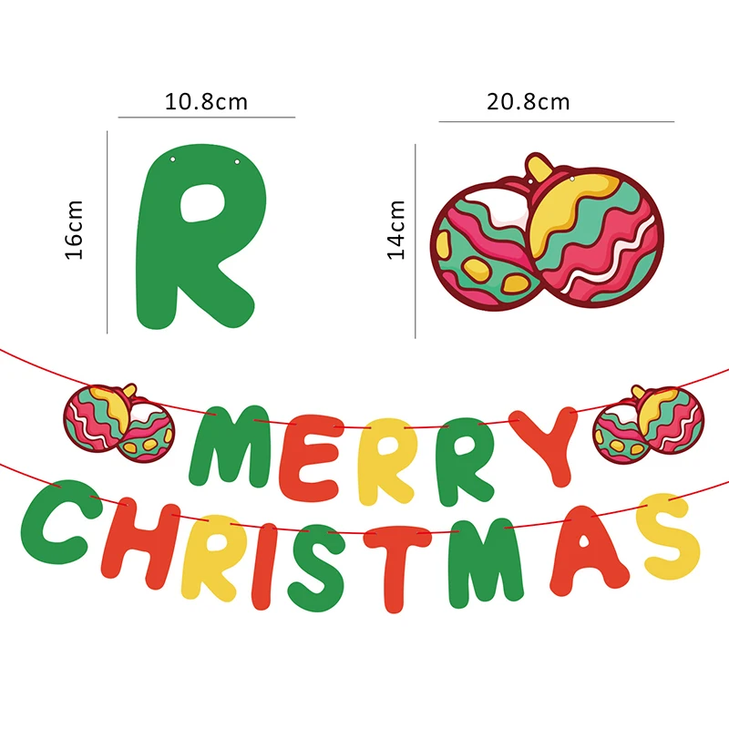 Рождественские украшения 2025 мультяшный флаг цветной Рождественский фестиваль