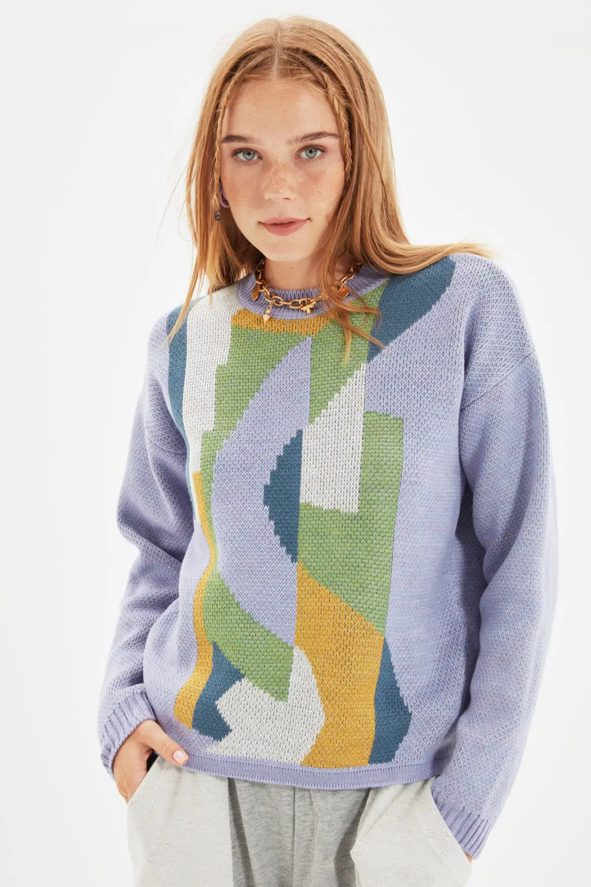 

Lilac Jakarlı Knitwear Sweater