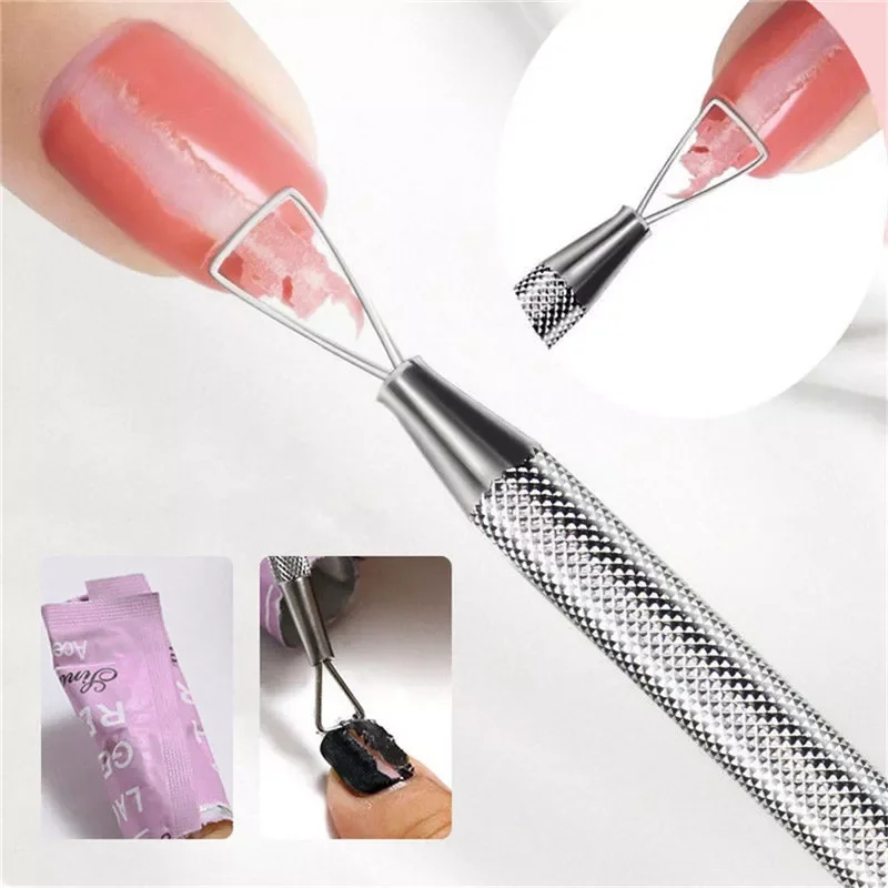 

NEW Gel Polish Remover Culticle Pusher Stainless Steel Manicure Nail Art Tool Stick Rod Pusher Cleaner for Removing Gel Varnish