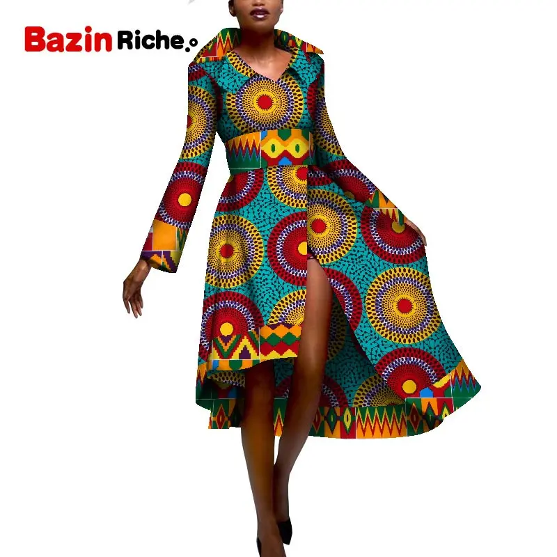 

African Style Elegant Party Fashion Women Dresses Autumn Long Sleeve Bodycon Maxi Print Dashiki Ankara Clothing WY5279