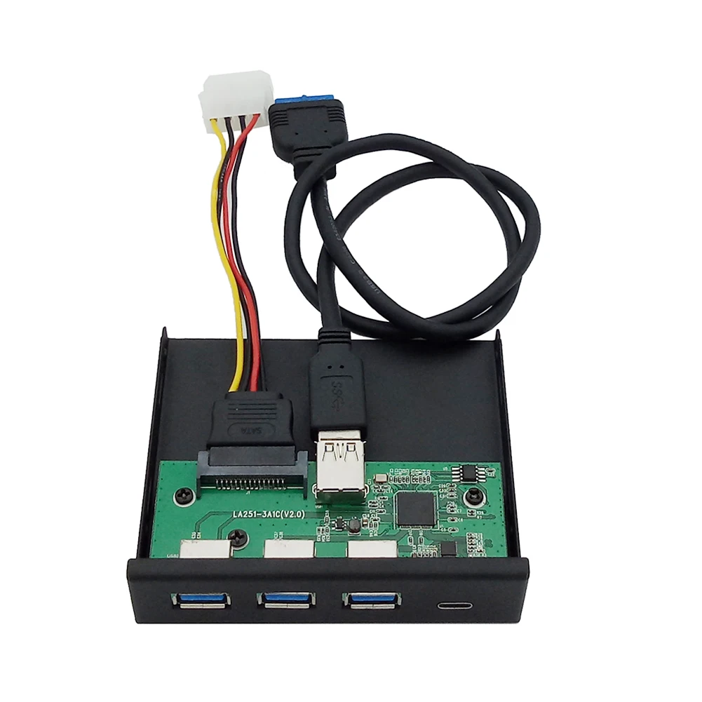 

5-портовый концентратор, передняя панель, удлинитель, плата Type-C, 2 USB 3,0, кардридер, Разделитель с кабелем питания для настольного ПК