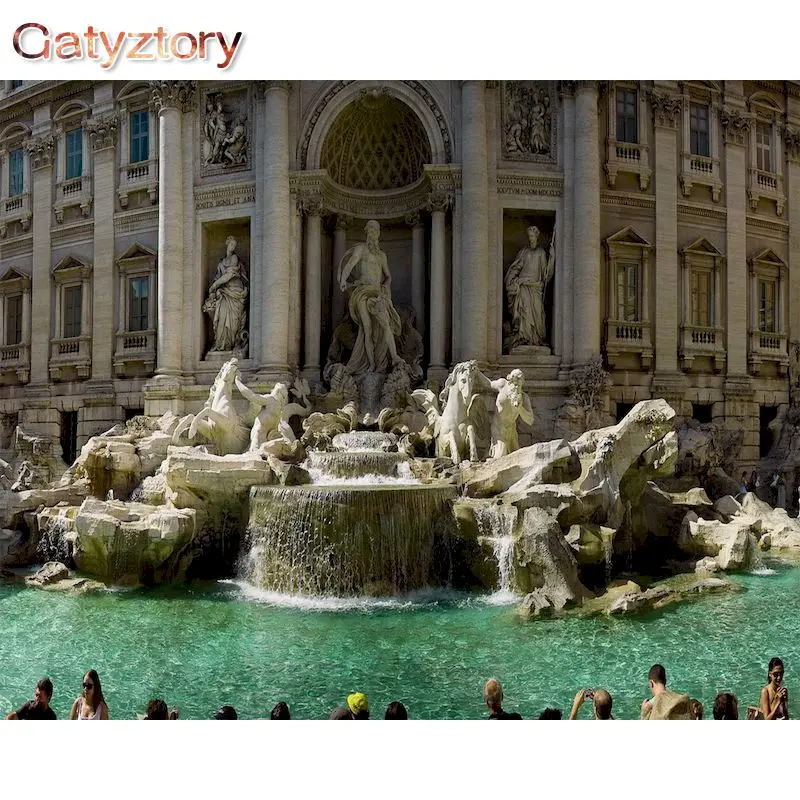 

GATYZTORY Oil Painting By Numbers For Adults Coloring By Numbers City Scenery Paint Kit Home Decoration Gift Wall Paintings