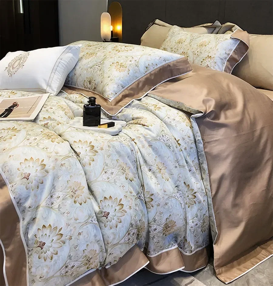 Постельное белье Cotton Tencel пасторальный цветок полный размер